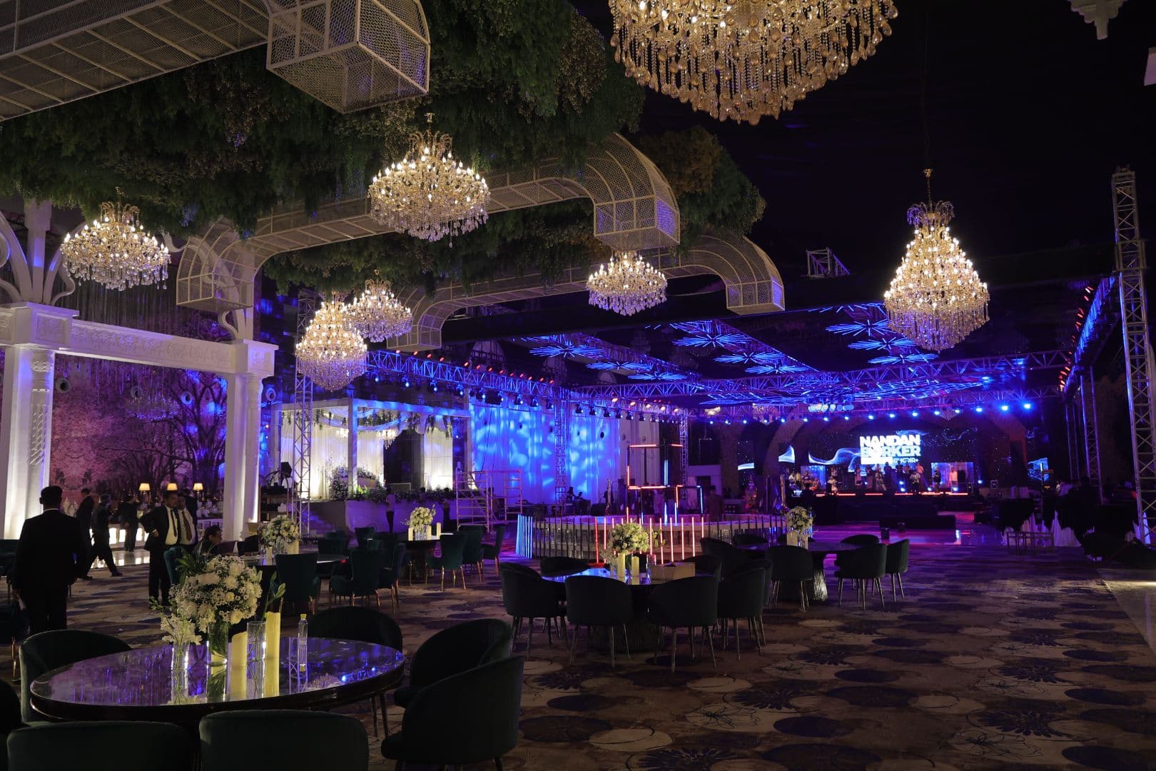 Mandap florals, evening setup